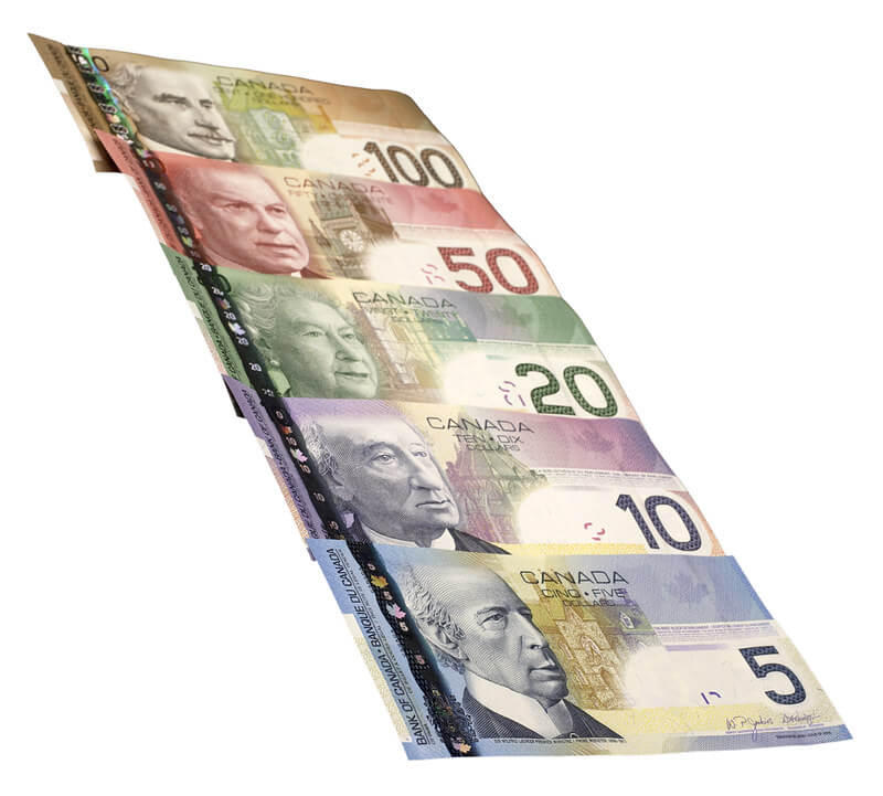 Dólar canadense em circulação nos dias atuais
